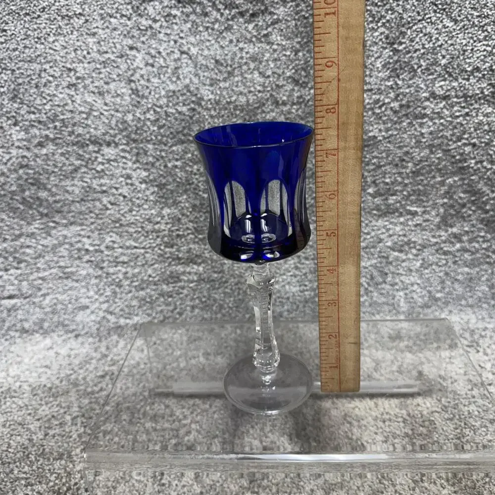 Vintage Bohemian Crystal Wine Glass Cut to Clear Goblet Stemware 7.5 Inch